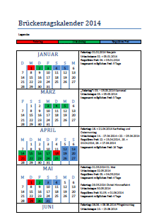 Brueckentage Kalender 2014