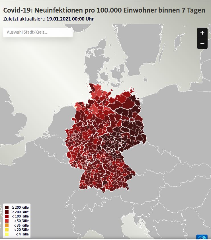 Screenshot Coronainfektionen